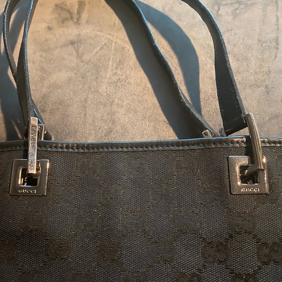Gucci Monogram Leather/Canvas Tote Black - Picture 5 of 10